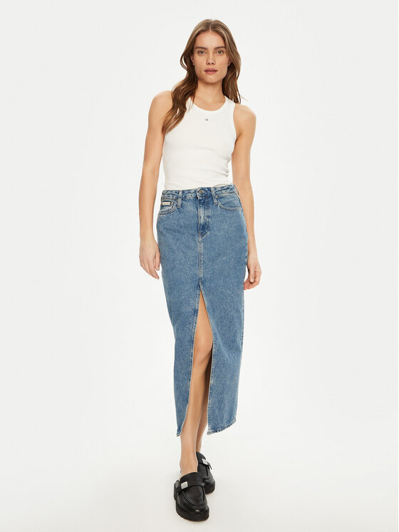Calvin Klein Jeans Calvin Klein Jeans Džínsová sukňa J20J224532 Modrá Straight Fit