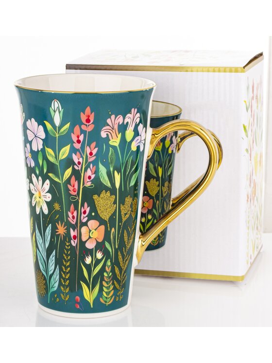 MIAhome MIAhome Kubek porcelanowy 700 ml BLUMEN-II 17x15x10 cm zielony Zielony