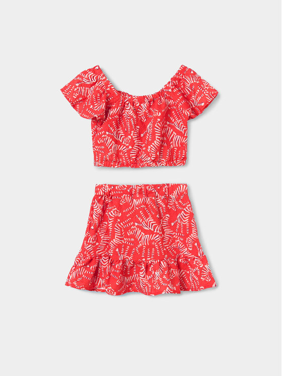 Mayoral Mayoral Komplet bluza in krilo 6966 Oranžna Regular Fit