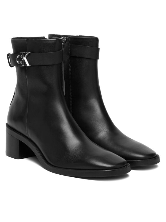 Calvin Klein Calvin Klein Botki Block Heel Boot W/ Metal Logo HW0HW02591 Czarny