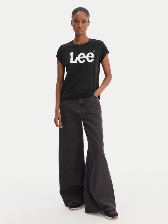 Lee Lee T-Shirt Logo Tee L42UER01 112109467 Czarny Regular Fit