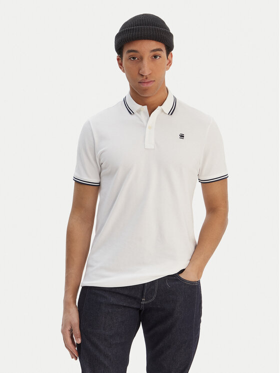 G-Star Raw Tricou polo Dunda D17127-5864 Alb Regular Fit