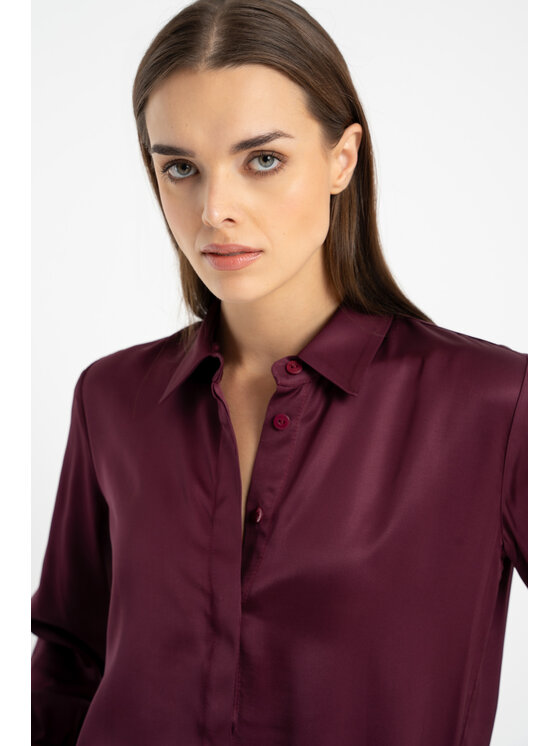 CLICK CLICK Πουκάμισο 10-6914 Μπορντό Regular Fit