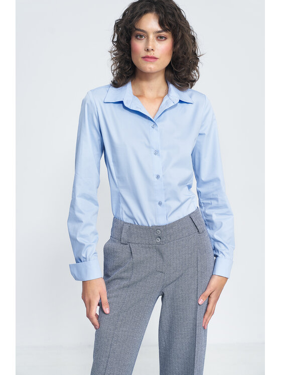 NIFE NIFE Kalhoty z materiálu SD82 Tmavomodrá Wide Leg