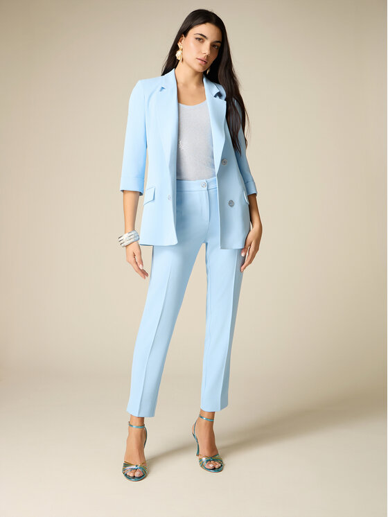 Oltre Oltre Pantaloni di tessuto P044R008911N004 Turchese Regular Fit