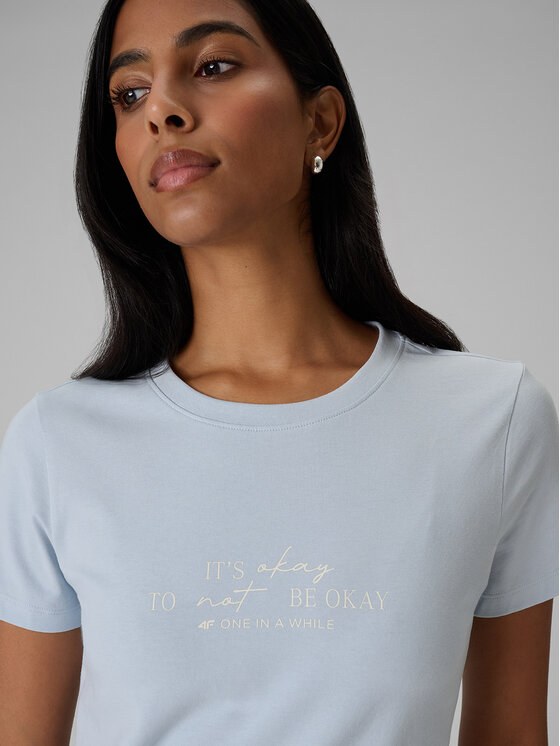 4F 4F T-Shirt SELF LOVE Niebieski jasny Slim Fit