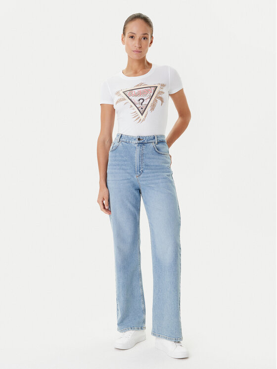 Guess Guess T-Shirt W5YI13 J1314 Biały Regular Fit
