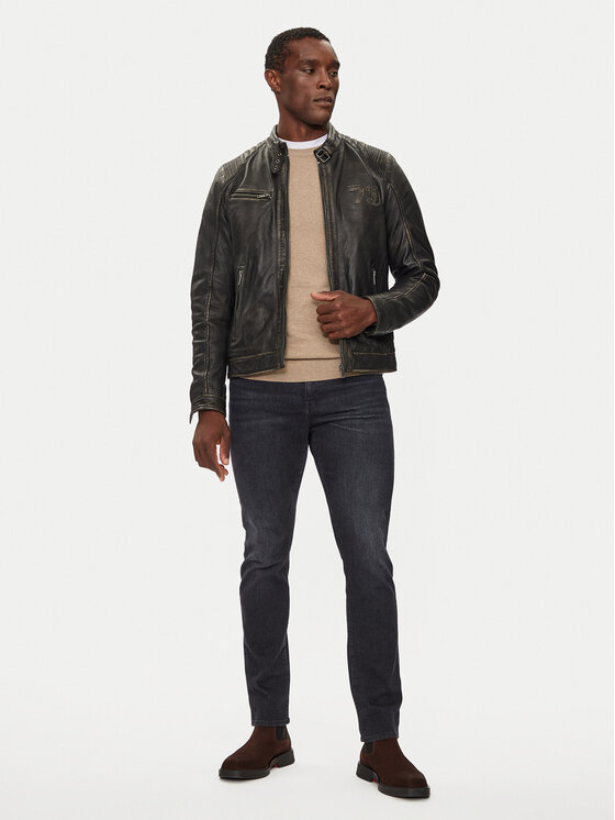 Serge Pariente Serge Pariente Giacca di pelle Modelo Nero Regular Fit