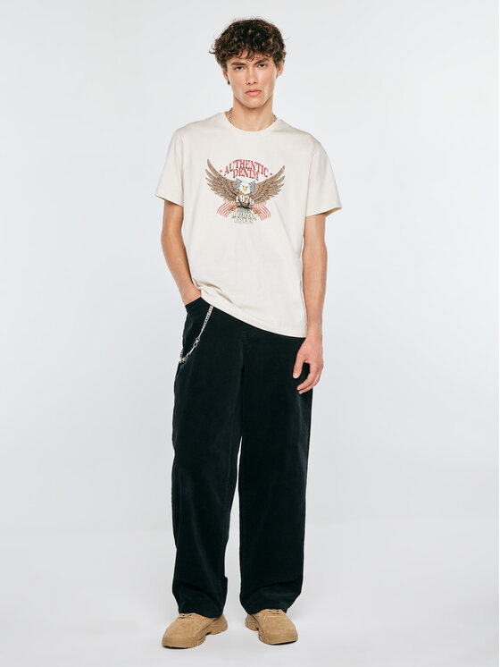 BIG STAR BIG STAR T-Shirt MELLER Kremowy Comfort Fit