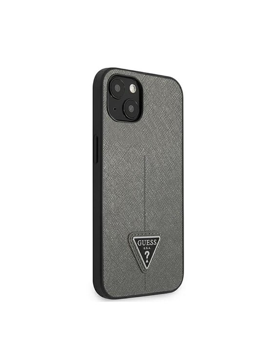 Guess Guess Etui na telefon Saffiano Triangle Logo Case Srebrny