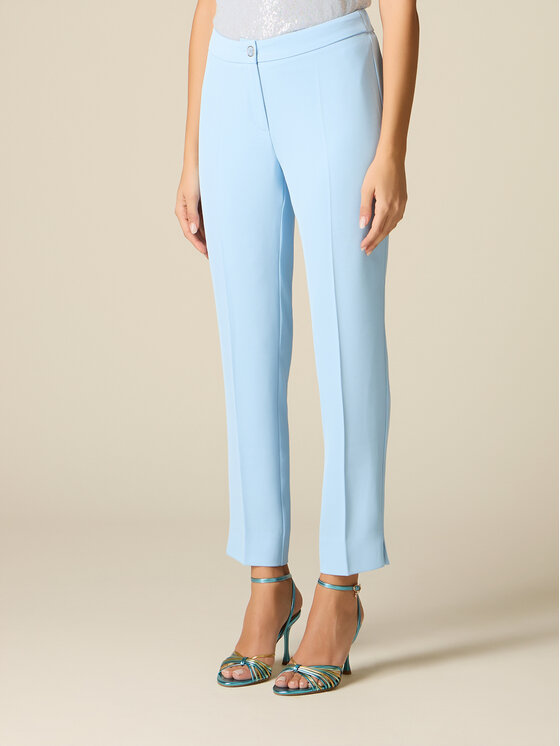 Oltre Oltre Pantaloni di tessuto P044R008911N004 Turchese Regular Fit