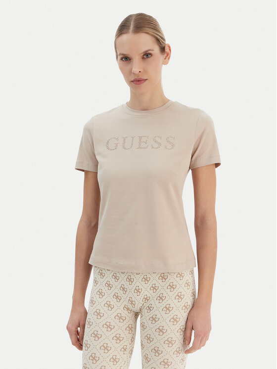 Guess Tricou V6RI20 J1314 Bej Regular Fit