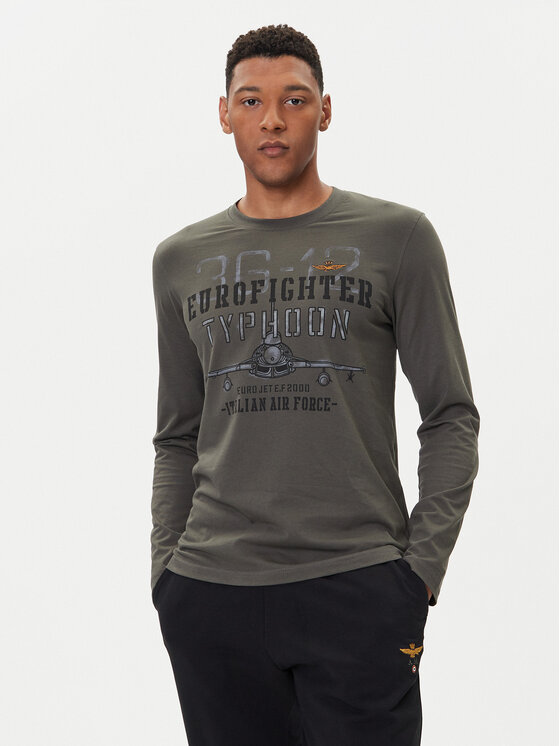Aeronautica Militare Aeronautica Militare Majica z dolgimi rokavi 252TS2477UJ00641 Siva Regular Fit