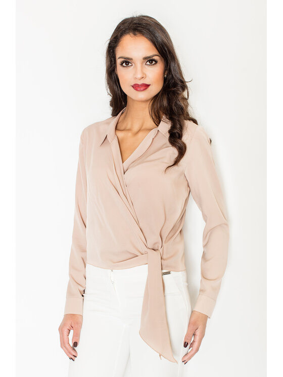 FIGL FIGL Bluzka M432 Beżowy Regular Fit