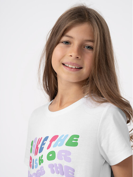 4F 4F T-krekls 4FJAW23TTSHF0826 Balts Regular Fit