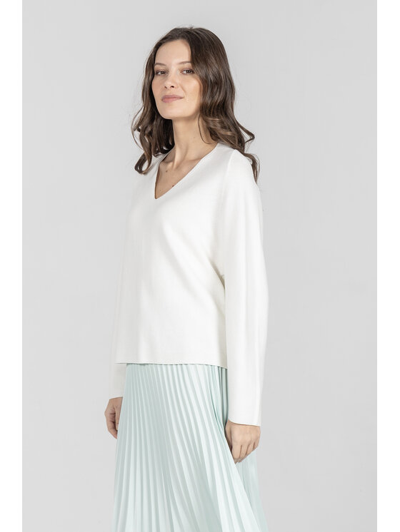 Deni Cler Milano Deni Cler Milano Sweter T-DC-S404-F2-10-10-1 Biały Oversize