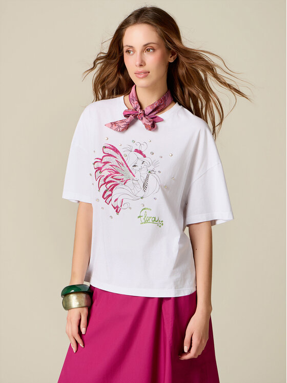 Oltre Oltre T-shirt G04DJ004819N011 Bianco Regular Fit