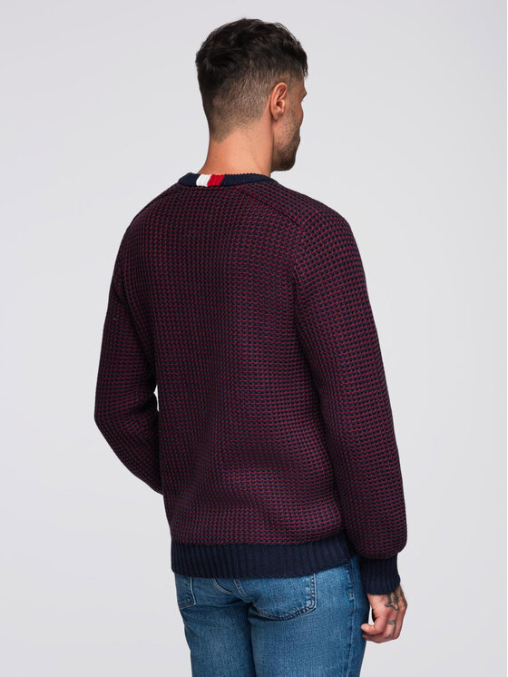 Ombre Ombre Sweter OM-SWSW-0122 Czerwony Regular Fit