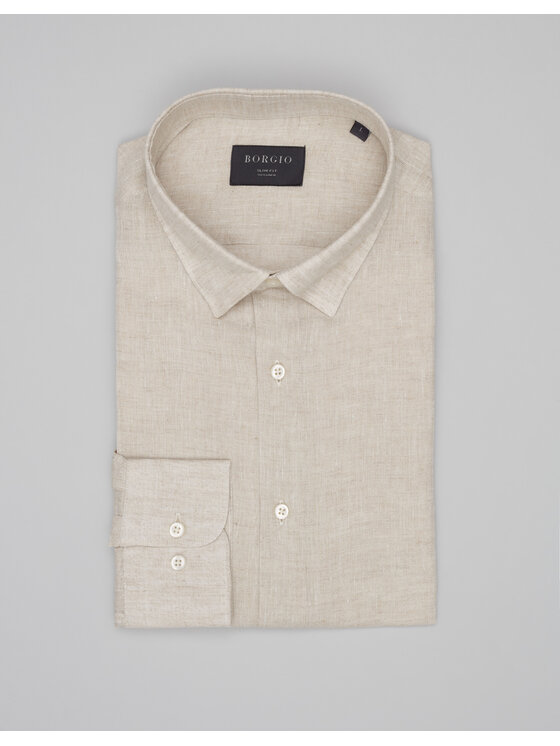 Borgio Borgio Koszula Linosa 00668 Beżowy Classic Fit