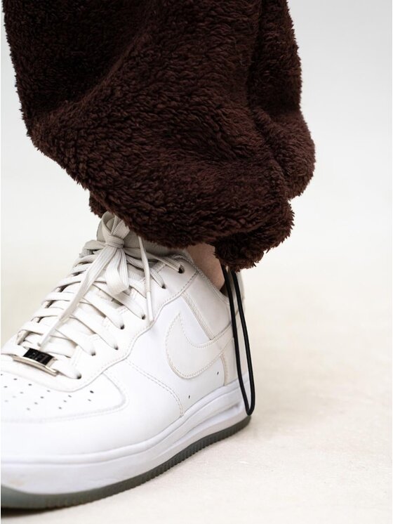 Jigga Wear Jigga Wear Spodnie dresowe Szerokie luźne polarowe futerko sherpa 130599 Brązowy Baggy Fit