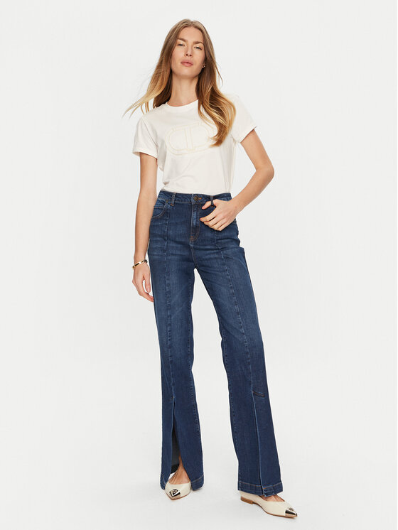 TWINSET TWINSET Blugi 241TP2621 Albastru Bootcut Fit