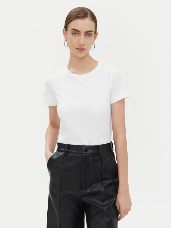 PINKO PINKO Tricou Bussolotto 100355 Alb Regular Fit