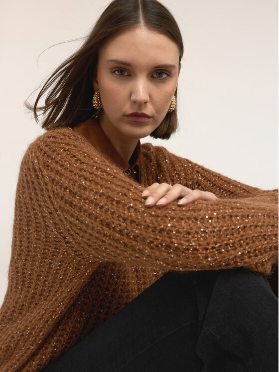 Motivi Motivi Sweter M297E002267N012 Brązowy Regular Fit
