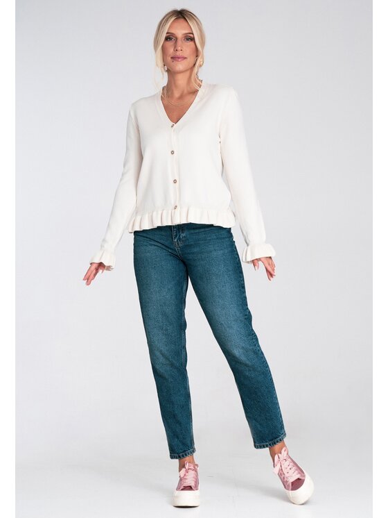 FIGL FIGL Kardigán M1247 Biela Regular Fit