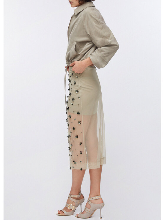Liu Jo Liu Jo Spódnica midi WA6258J3860P9240 Beżowy Regular Fit