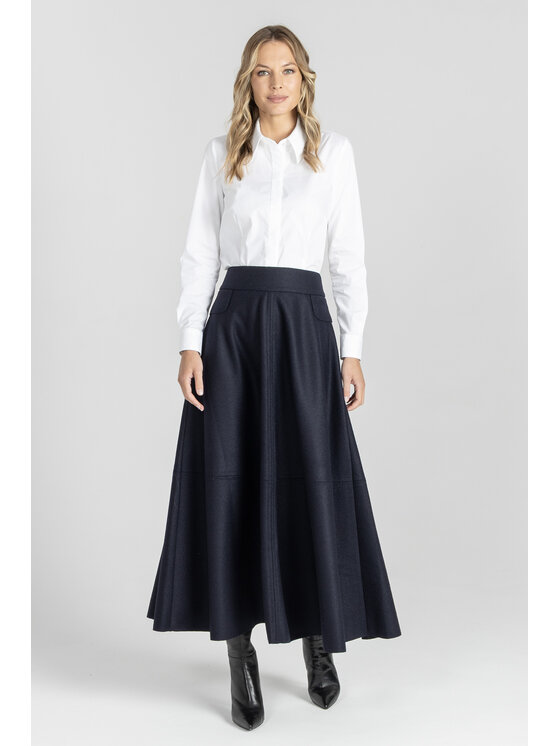 Deni Cler Milano Deni Cler Milano Spódnica midi W-DC-7054-E5-F6-58-1 Granatowy A-Line Fit