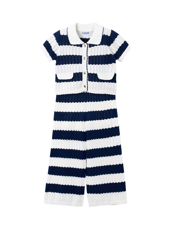 Mayoral Komplet sweter i spodnie materiałowe 3595 Granatowy Regular Fit