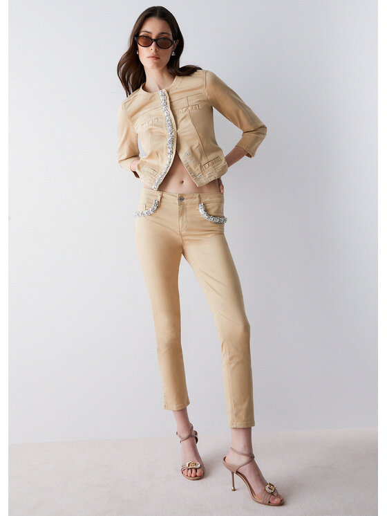 Liu Jo Liu Jo Spodnie materiałowe WA6260T367AP9253 Beżowy Slim Fit