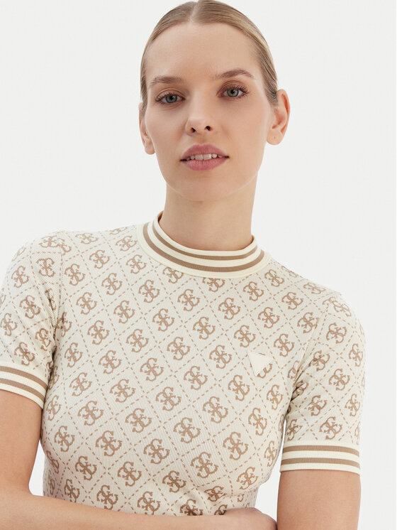 Guess Guess T-Shirt V5BP07 K2000 Světle béžová Slim Fit
