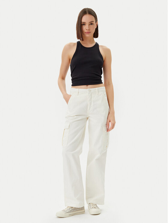 Guess Jeans Guess Jeans Kalhoty z materiálu 165623 Béžová Slim Fit