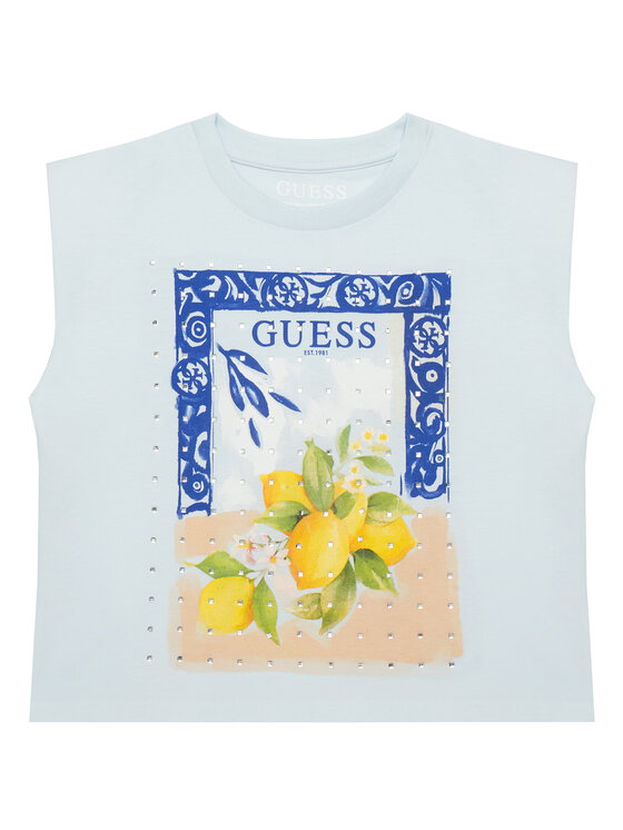 Guess Guess Top J6GI12 K8HM4 Světle modrá Regular Fit