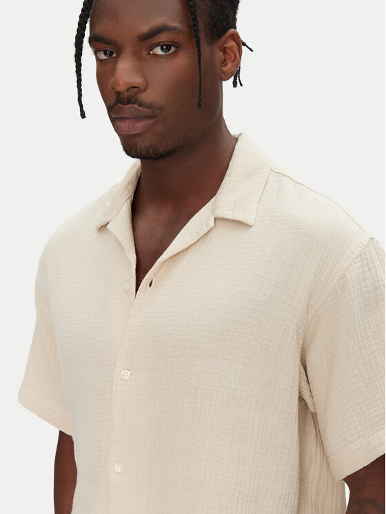 Jack&Jones Jack&Jones Komplet srajca in kratke hlače iz blaga Easter 12281255 Bež Relaxed Fit