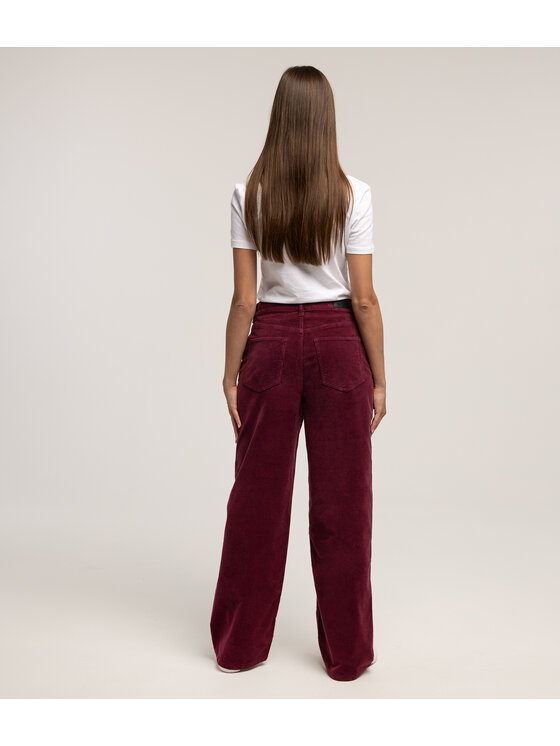 Lee Cooper Lee Cooper Spodnie materiałowe LUNAR CORD Czerwony Wide Leg