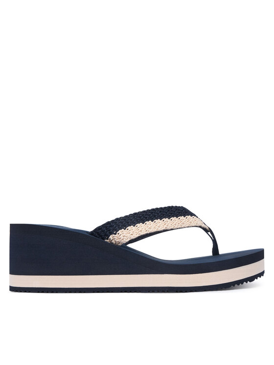 Tommy Hilfiger Tommy Hilfiger Джапанки Th Wedge Crochet Summer Sandal FW0FW09420 Тъмносин
