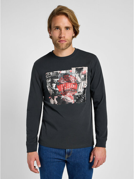 Lee Lee Longsleeve LS UTILITY ARTIST TEE Czarny Regular Fit
