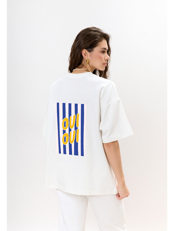 Mirons Mirons T-Shirt Print Biały Oversize