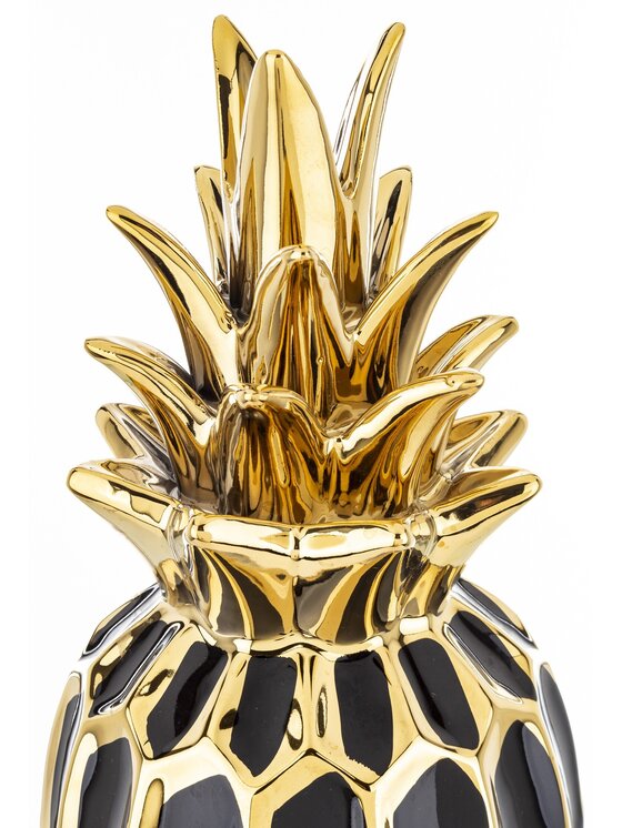 MIAhome MIAhome Figurka Ananas ceramiczny 31x14 cm PINE czarno-złoty Czarny