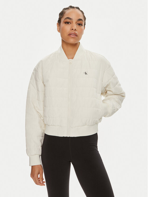 Calvin Klein Jeans Bomber Jakna J20J223871 Écru Regular Fit