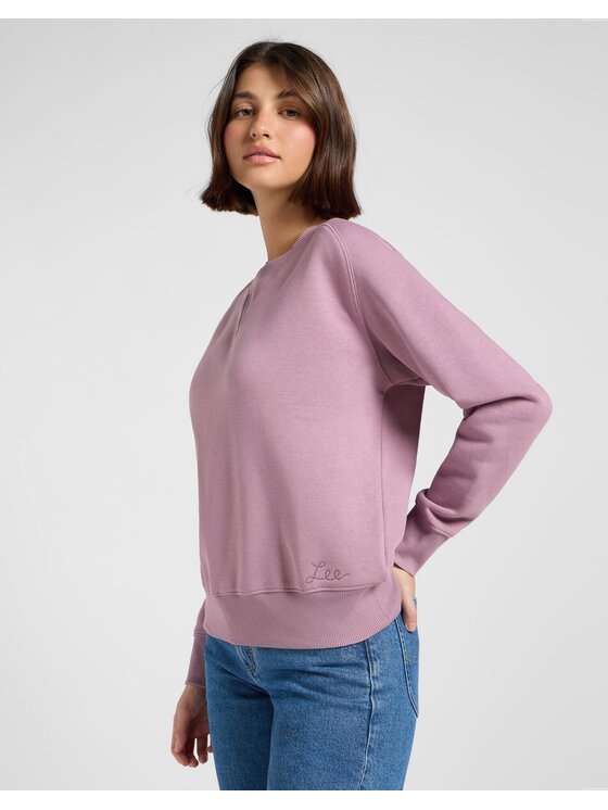 Lee Lee Bluza RAGLAN CREW SWS Różowy Relaxed Fit