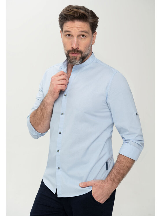 Volcano Volcano Koszula K-EVERT Niebieski Slim Fit