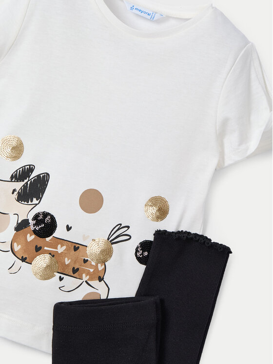 Mayoral Mayoral Σετ T-Shirt και κολάν 3706 Μαύρο Regular Fit