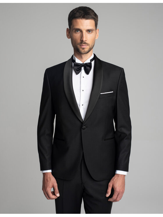 Borgio Borgio Marynarka cesaro_czarna Czarny Slim Fit