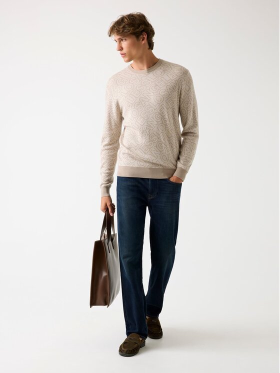 Guess Guess Sweter 179284 Beżowy Classic Fit