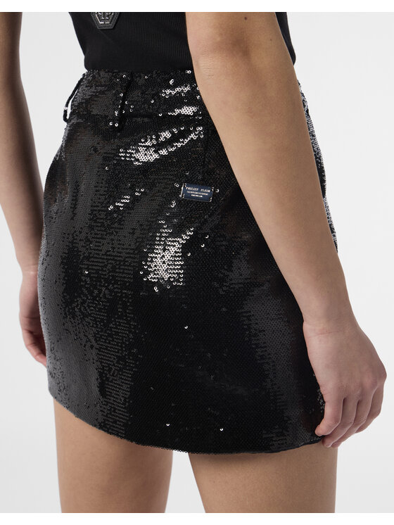PHILIPP PLEIN PHILIPP PLEIN Spódnica mini 26487 Czarny Slim Fit