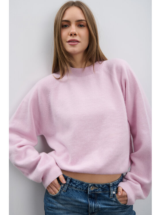 Fobya Fobya Sweter F2082 Różowy Basic Fit
