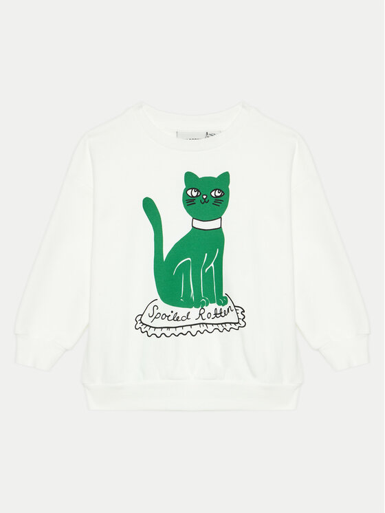 MINI RODINI Mini Rodini Felpa Cat 2472012110 Bianco Regular Fit